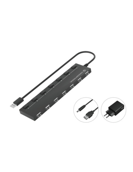 Conceptronic HUBBIES08BP hub di interfaccia USB 2.0 480 Mbit/s Nero