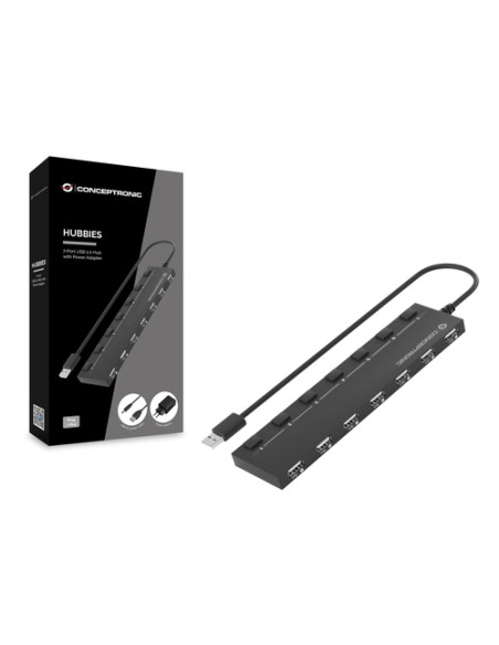 Conceptronic HUBBIES08BP hub di interfaccia USB 2.0 480 Mbit/s Nero