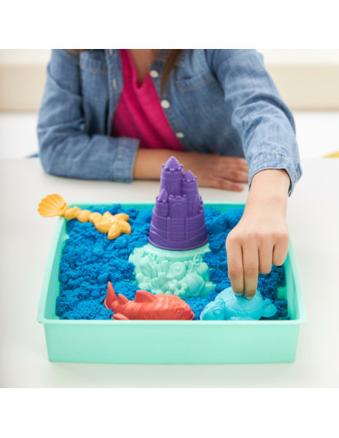 Kinetic Sand , Playset Castelli di Sabbia, Sabbia cinetica con Vaschetta, Sabbia Magica, Sabbia Colorata a Sorpresa 454gr, 3 For