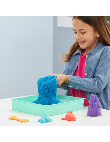 Kinetic Sand , Playset Castelli di Sabbia, Sabbia cinetica con Vaschetta, Sabbia Magica, Sabbia Colorata a Sorpresa 454gr, 3 For