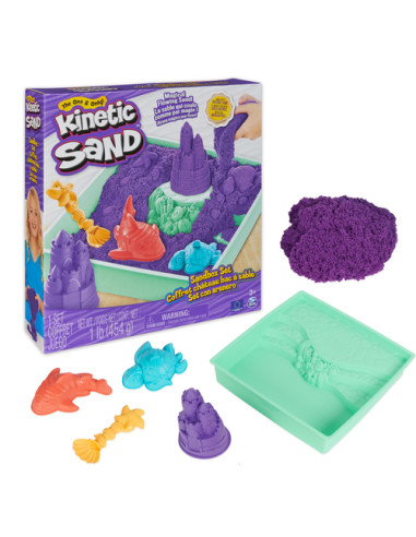 Kinetic Sand , Playset Castelli di Sabbia, Sabbia cinetica con Vaschetta, Sabbia Magica, Sabbia Colorata a Sorpresa 454gr, 3 For