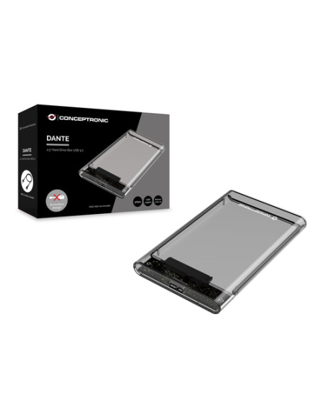 Conceptronic DANTE03T contenitore di unità di archiviazione Box esterno HDD/SSD Trasparente 2.5"
