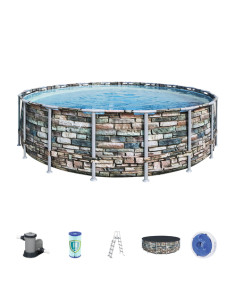 Bestway 56886 piscina fuori terra Piscina con bordi Piscina rotonda 26000 L Blu, Grigio