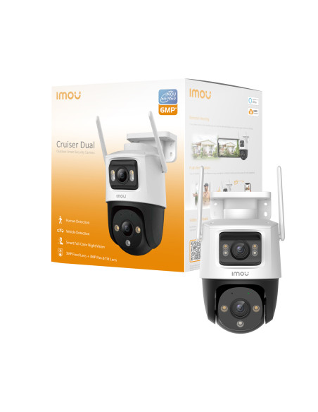 Imou Crusier DUAL 6MP (3MP+3MP) Telecamera Wi-Fi Esterno Doppio Obiettivo, 360°PTZ Videocamera Sorveglianza Esterno con Visione