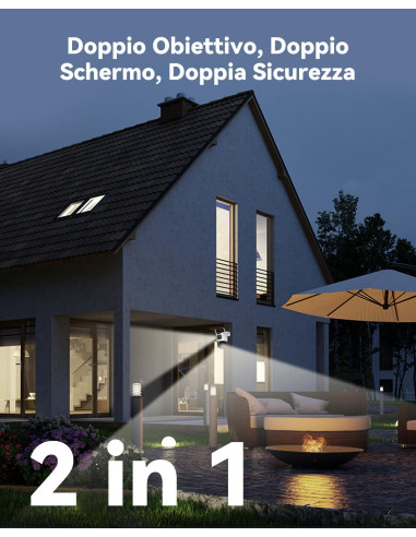 Imou Crusier DUAL 6MP (3MP+3MP) Telecamera Wi-Fi Esterno Doppio Obiettivo, 360°PTZ Videocamera Sorveglianza Esterno con Visione