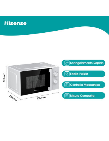 Hisense H20MOWP1HG Bianco Microonde combinato Superficie piana 20 L 700 W