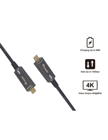 Equip 119461 Cavo ottico attivo USB-C-C, M/M, 5,0 m, PD 60W, 4K/60Hz, 10Gbps, Video+Dati+PD