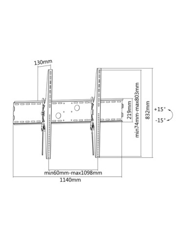 Equip 650322 Supporto per montaggio a parete TV curvo e inclinato da 60” a 100”