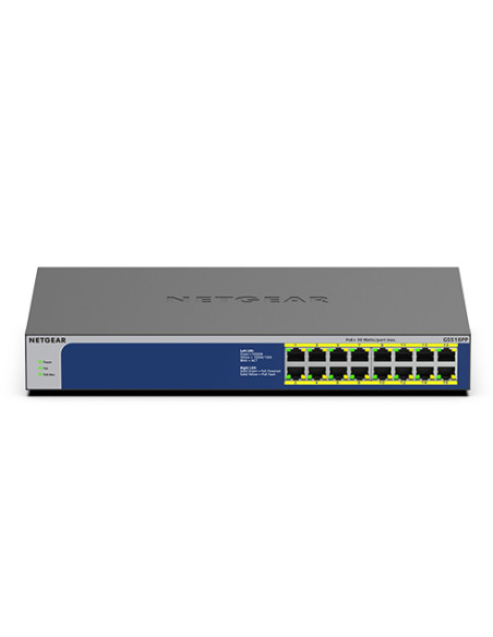 NETGEAR GS516PP Non gestito Gigabit Ethernet (10/100/1000) Supporto Power over Ethernet (PoE) Blu, Grigio