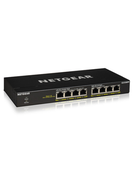 NETGEAR GS308PP Non gestito Gigabit Ethernet (10/100/1000) Supporto Power over Ethernet (PoE) Nero