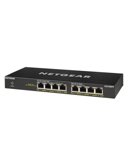 NETGEAR GS308PP Non gestito Gigabit Ethernet (10/100/1000) Supporto Power over Ethernet (PoE) Nero