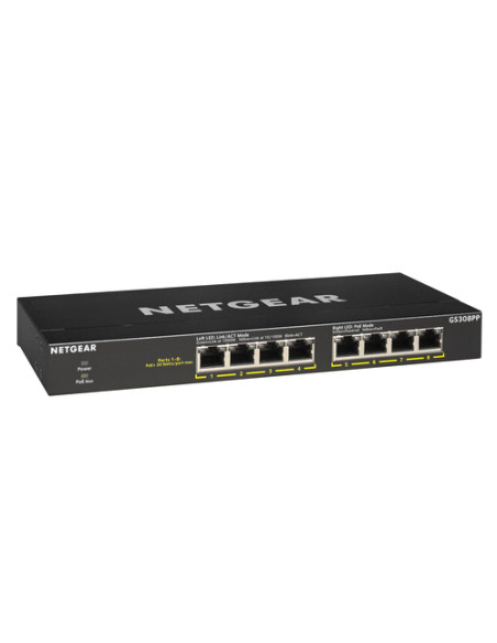 NETGEAR GS308PP Non gestito Gigabit Ethernet (10/100/1000) Supporto Power over Ethernet (PoE) Nero