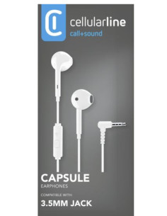 Cellularline VOICE CAPSULE Auricolari a capsula con microfono, tasto di risposta e connettore Jack 3.5mm 2