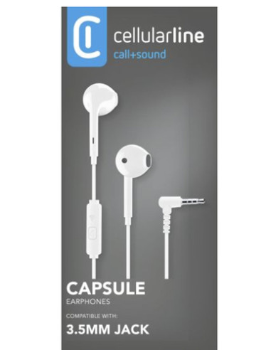 Cellularline VOICE CAPSULE Auricolari a capsula con microfono, tasto di risposta e connettore Jack 3.5mm