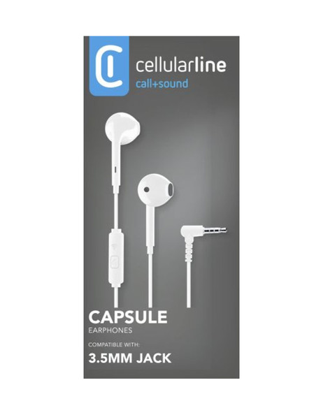 Cellularline VOICE CAPSULE Auricolari a capsula con microfono, tasto di risposta e connettore Jack 3.5mm