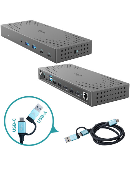i-tec USB 3.0 / USB-C / Thunderbolt, 3x 4K Docking Station Gen 2 + Power Delivery 100W