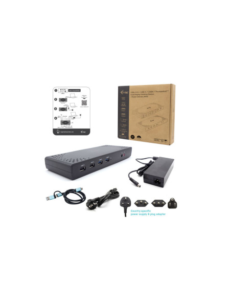 i-tec USB 3.0 / USB-C / Thunderbolt Dual Display Docking Station + Power Delivery 100W