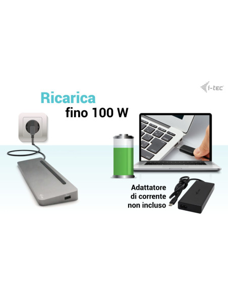 i-tec USB-C Metal Ergonomic 3x 4K Display Docking Station + Power Delivery 100 W
