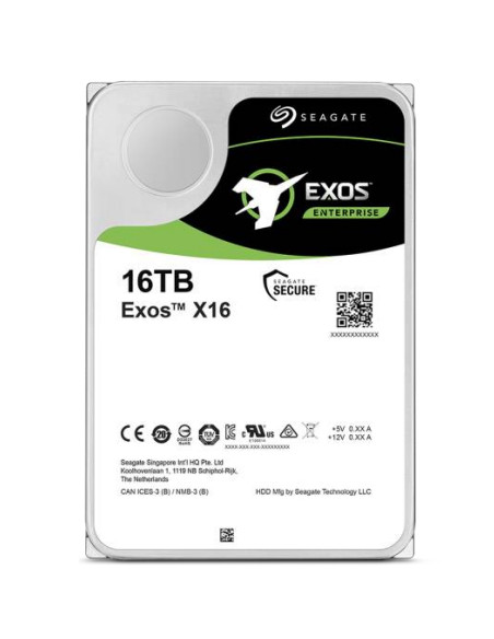 Seagate Exos X16 disco rigido interno 16 TB 7200 Giri/min 256 MB 3.5" Serial ATA III
