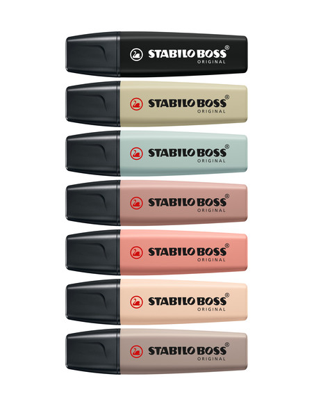 STABILO BOSS NatureColors evidenziatore 6 pz Punta smussata Nero, Bronzo, Verde, Grigio, Verde chiaro