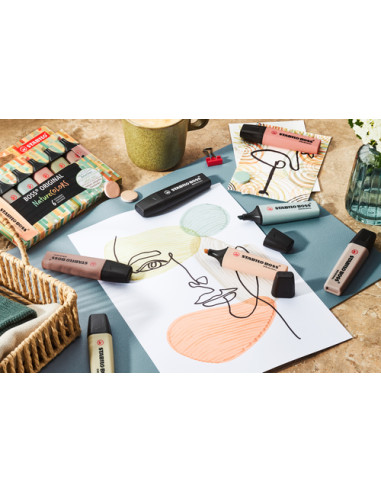 STABILO BOSS NatureColors evidenziatore 6 pz Punta smussata Nero, Bronzo, Marrone, Verde, Grigio, Verde chiaro