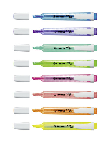 STABILO swing cool Pastel evidenziatore 8 pz Punta smussata Blu, Verde, Arancione, Rosa, Rosso, Viola, Giallo