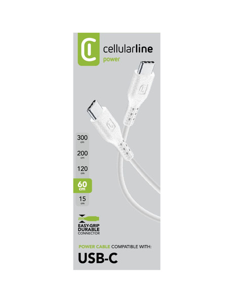 Cellularline Power Cable 60cm - USB-C to USB-C Cavo USB-C to USB-C per ricarica e trasferimento dati