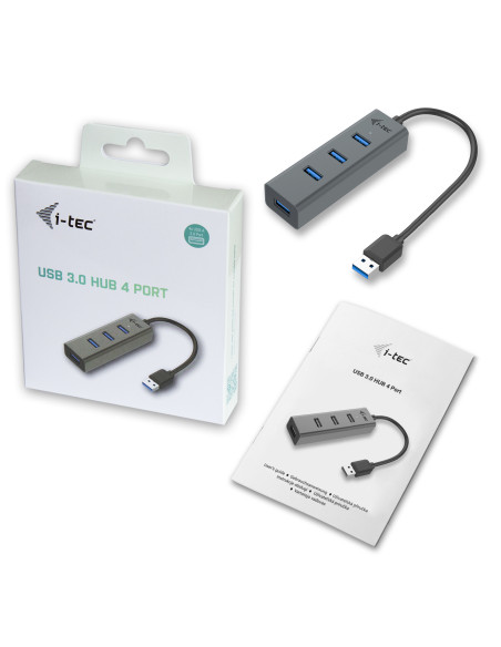 i-tec Metal U3HUBMETAL403 hub di interfaccia USB 3.2 Gen 1 (3.1 Gen 1) Type-A 5000 Mbit/s Grigio