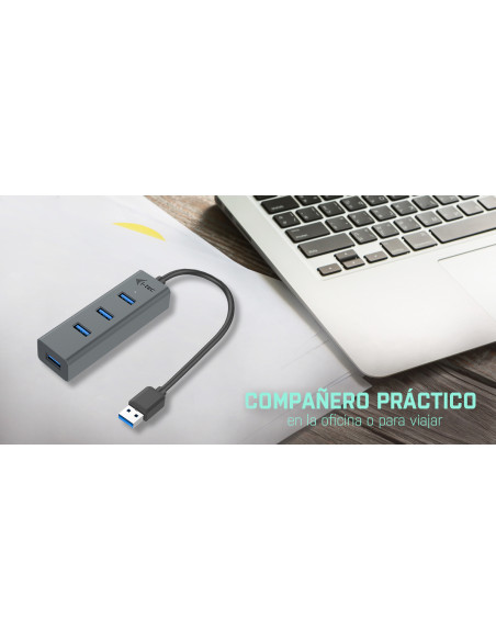 i-tec Metal U3HUBMETAL403 hub di interfaccia USB 3.2 Gen 1 (3.1 Gen 1) Type-A 5000 Mbit/s Grigio