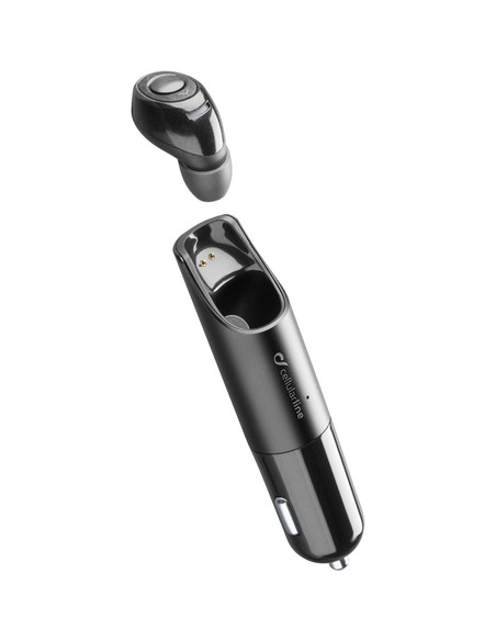 Cellularline Car Headset Mini - Universale Auricolare Bluetooth® con base di ricarica