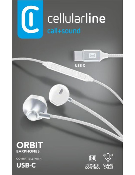Cellularline ORBIT Auricolare a capsula con microfono, remote control e connettore USB-C