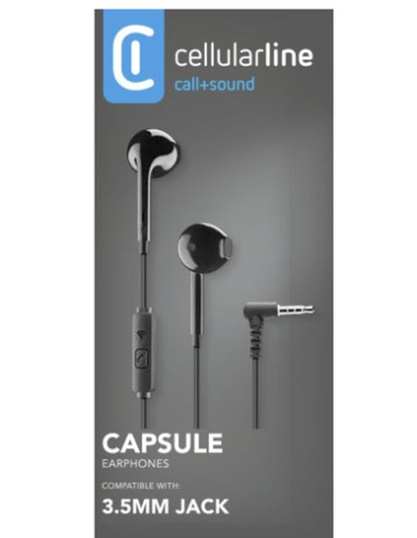 Cellularline VOICE CAPSULE Auricolari a capsula con microfono, tasto di risposta e connettore Jack 3.5mm