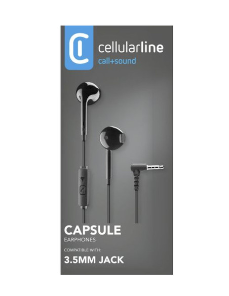 Cellularline VOICE CAPSULE Auricolari a capsula con microfono, tasto di risposta e connettore Jack 3.5mm