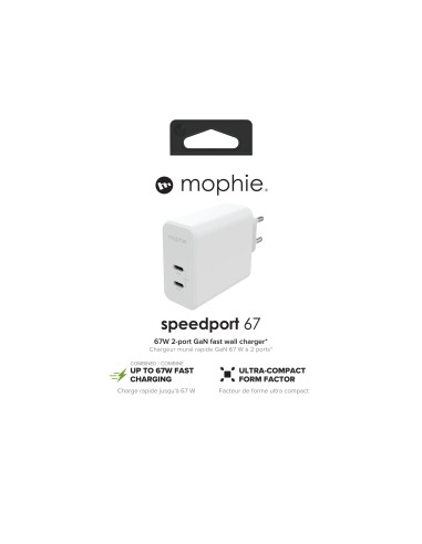 mophie 409909304 Caricabatterie per dispositivi mobili Computer portatile, Smartphone, Tablet Bianco AC Ricarica rapida Interno