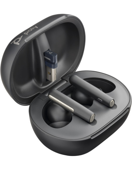 POLY Auricolari nerofumo Voyager Free 60+ UC + Adattatore BT700 USB-A + Custodia di ricarica touchscreen