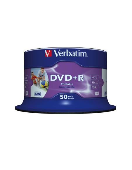 Verbatim DVD+R Wide Inkjet Printable No ID Brand 4,7 GB 50 pz