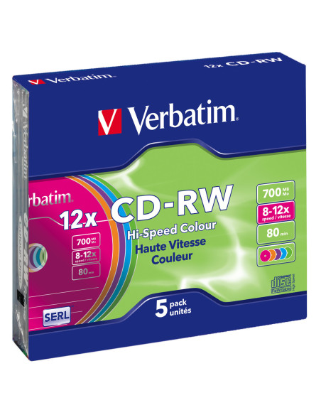 Verbatim CD-RW Colour 12x 700 MB 5 pz