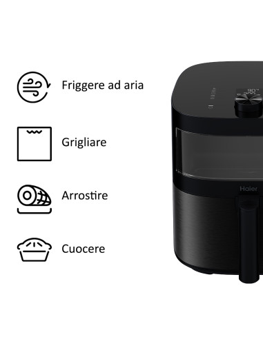 Haier I-Master Series 5 HAF5TWA 011 6,5 L Indipendente 2000 W Friggitrice ad aria calda Nero