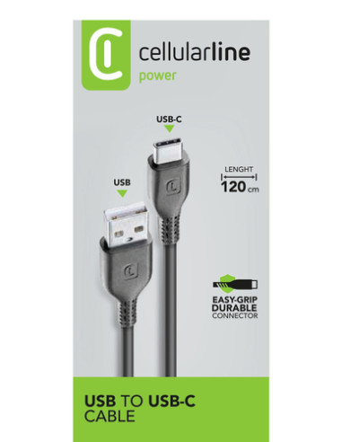 Cellularline Power Cable 120cm - USB-C Cavo USB-C per ricarica e trasferimento dati