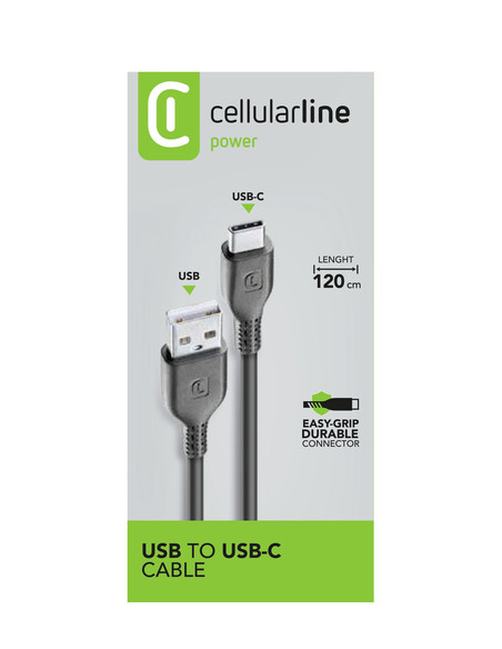 Cellularline Power Cable 120cm - USB-C Cavo USB-C per ricarica e trasferimento dati