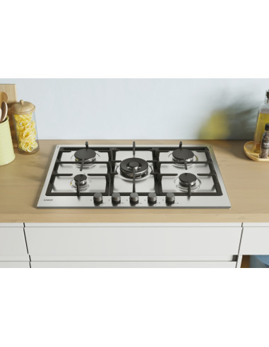 Candy Timeless CHG74WX Acciaio inox Da incasso 74.5 cm Gas 5 Fornello(i)