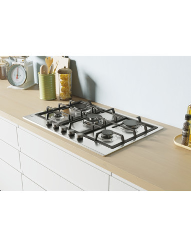 Candy Timeless CHG74WX Acciaio inox Da incasso 74.5 cm Gas 5 Fornello(i)