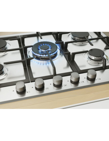 Candy Timeless CHG74WX Acciaio inox Da incasso 74.5 cm Gas 5 Fornello(i)