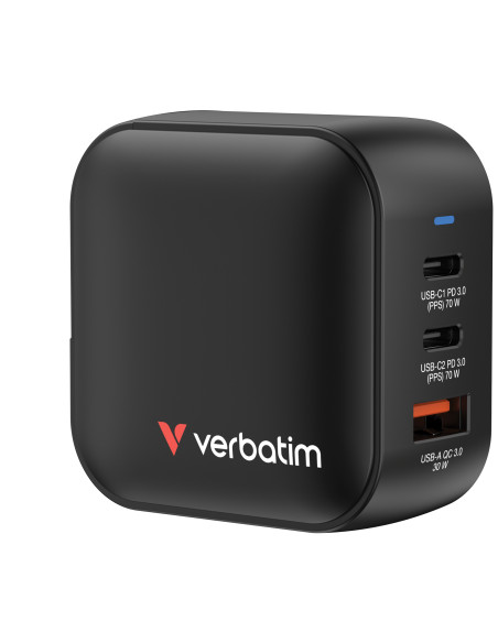 Verbatim Mini GaN Charger 70W Universale Nero AC Ricarica rapida Interno