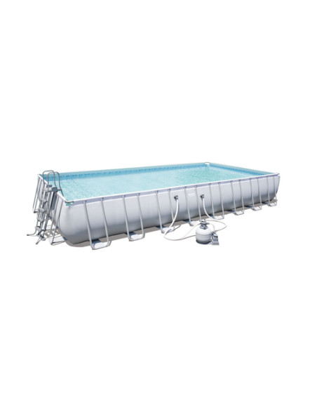 Bestway Power Steel Piscina mis.956x488x132 cm, pvc/tritech, colore grigio, effetto mosaico interno, filtro a cartuccia,copertur