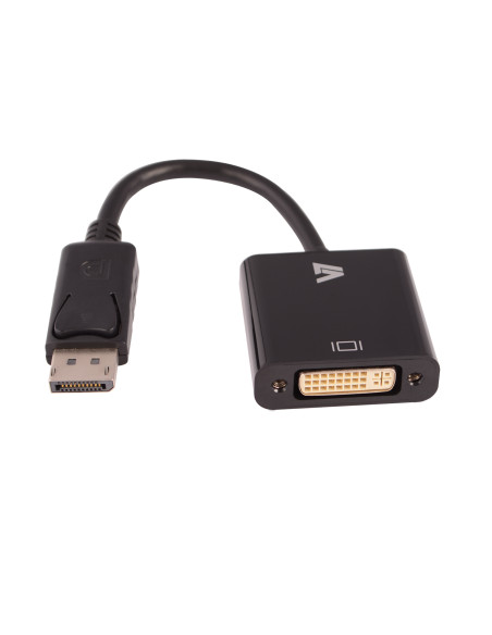 V7 Adaptador negro de vídeo con conector DisplayPort macho a DVI-I hembra
