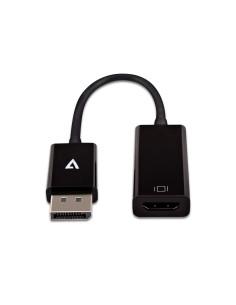 V7 Adaptador negro de vídeo con conector DisplayPort macho a HDMI hembra de perfil fino