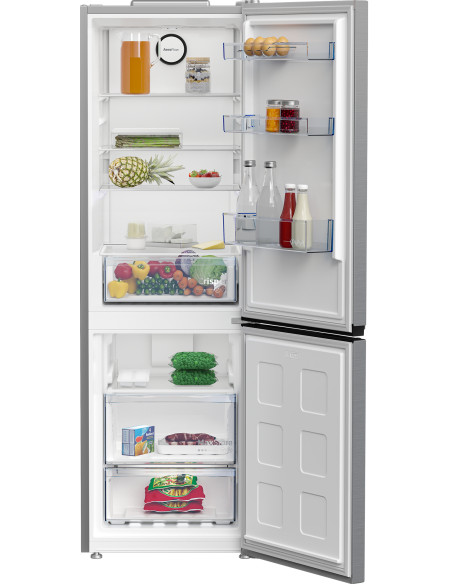 Beko Frigorifero Combinato 1.85cm, Classe E, Total NF, Controllo Meccanico, Metal Look, AeroFlow, 37 dBA