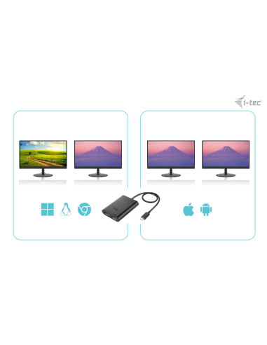 i-tec USB-C Dual 4K/60Hz (single 8K/30Hz) DP Video Adapter