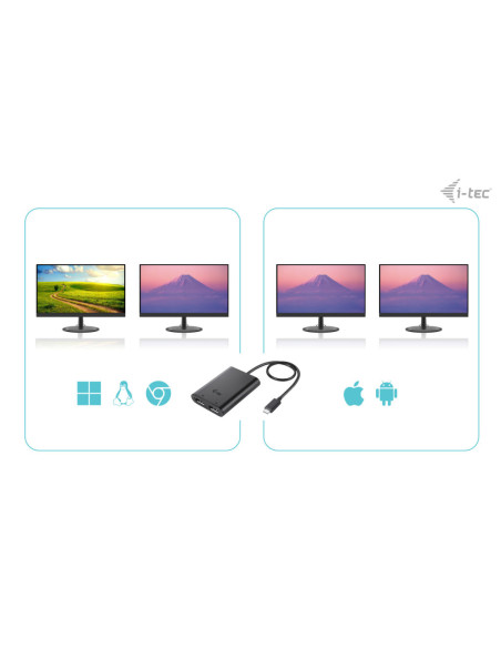 i-tec USB-C Dual 4K/60Hz (single 8K/30Hz) DP Video Adapter